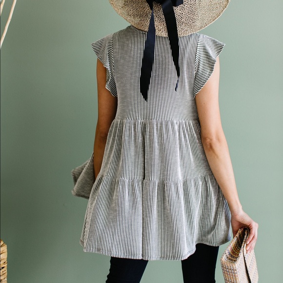 Ruffle Sleeve Tiered Babydoll in Olive - Picture 5 of 11